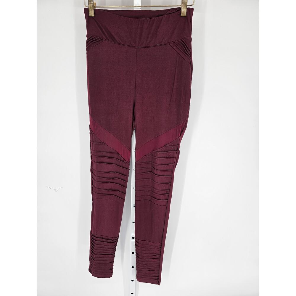 Level Eight Women's Red Polyester Blend Mesh Ruffle Skinny Leggings Size M